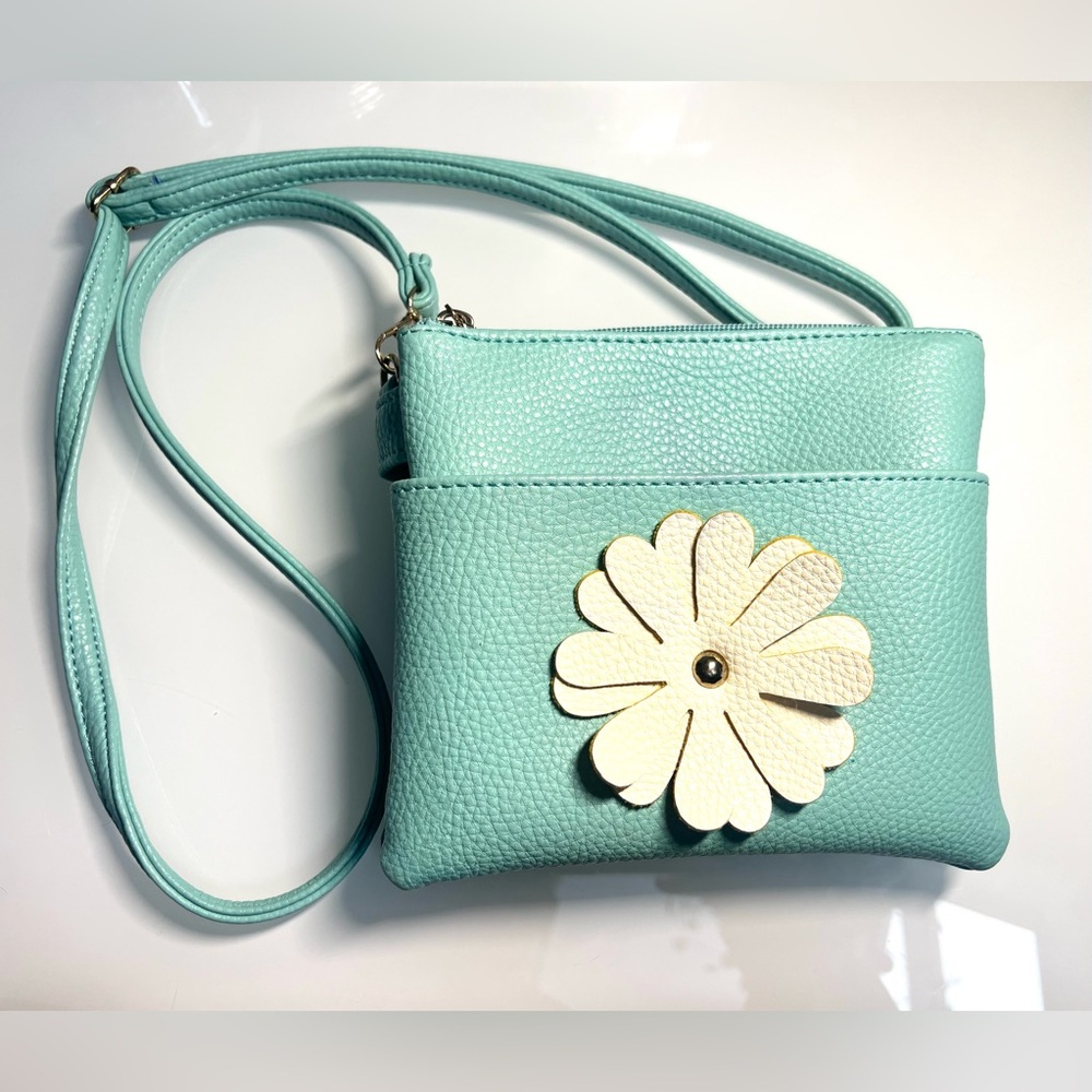 Teal Purse with Yellow Flower